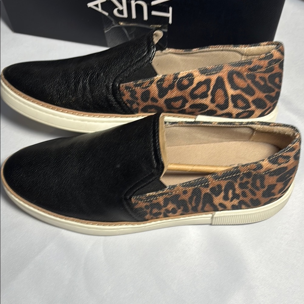 Naturalizer Black and Leopard Slip-On Shoes
